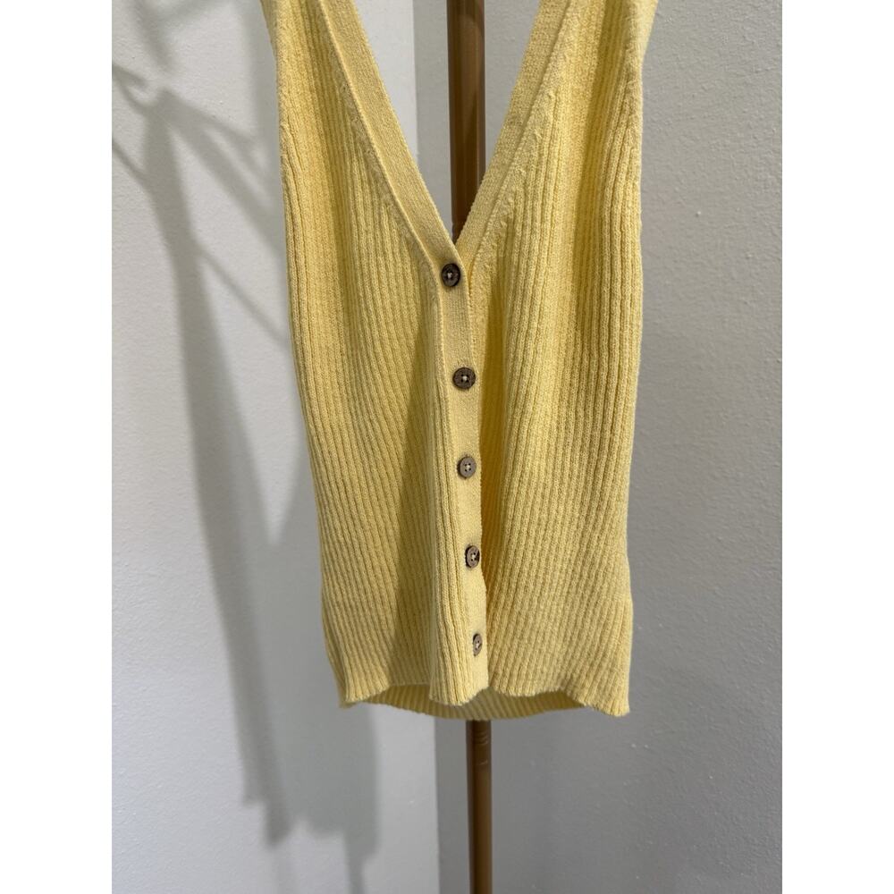 FREE PEOPLE Sweater M/L FP BEACH Basketweave Halter Yellow Women’s Boho - Picture 2 of 6